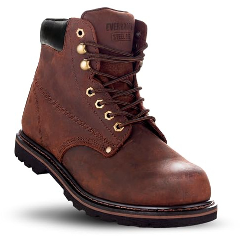 EVERBOOTS Tank S Steel Toe Work Boots for Men, Comfort Technology, Anti Slip Grip & Ultra Shock Absorption, Heavy Duty Leather Boot, Safety Industrial Workwear Construction(11, Dark Brown)
