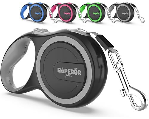 Emperor Pets 26 ft Retractable Dog Leash - Heavy Duty Retractable Pet Leash with Anti-Slip Grip - Reflective Dog Leash Tape for Medium to Large Dogs up to 100 lbs -GY26