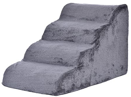 Luckxing Hundetreppe 4 Schichten haustierTreppe Katzentreppe Haustierrampe Leiter HaustierTreppe Stufen Sofa Bett Leiter mit Abwaschbarer Abnehmbarer Flanellabdeckung für Hunde Katzen