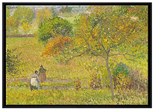 Pixxprint Camille Pissarro - AUTOMNE À ERAGNY Leinwandbild 100x70 cm im Bilderahmen, Wandbild, Schattenfugenrahmen, Kein Poster