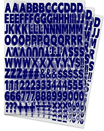 Yiootop 504 Stück 2.5 cm Bügelbild mit Buchstaben und Zahlen, Alphabet, Stoff-Vinyl-Buchstaben zum Selbermachen für Sporttrikots, T-Shirts, Kleidung, Basteln, Dekoration (5 Farben optional) (blau)