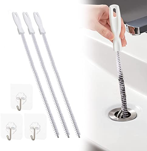 3 cepillos de limpieza para fregadero, 45 cm, herramienta de desbloqueo de fregadero de serpiente, herramientas de desbloqueo de drenaje para fregadero, enchufe de baño y alcantarillado