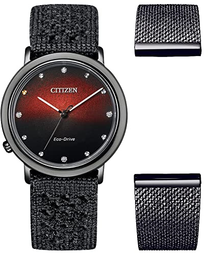 Citizen Damen Analog Eco-Drive Armbanduhr mit Stoffband L Ambiluna Collection