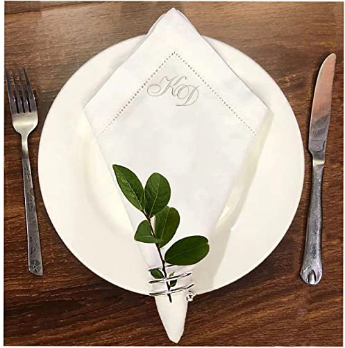 Stoffservietten Bestickt Mit Monogramm, 44x44cm, 100% Baumwolle (Weiß)
