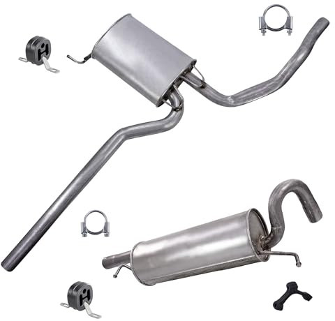 ATEC Germany Set di silenziatori di scarico 1x Silenziatore centrale, 1x Silenziatore posteriore, con materiale di montaggio Compatibile con VW PASSAT B5 (3B2) (3B5), PASSAT B5.5 (3B3) (3B6)