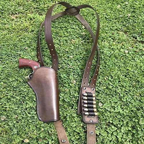 Schulterholster, Schulter-Pistolenhalfter, Verstellbares Mittelalterliches PU-Leder Pistolenholster Retro Revolver Holster für Damen und Herren C