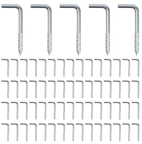 100 Pezzi da Bulloni a Gancio l Gancio Avvitabile ad Angolo Retto a Forma di L Gancio Dritto a Vite con Gancio a L Gancio a Vite Zincato, a Forma di L, Gancio da Parete