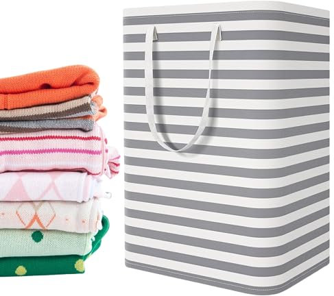 DONGDA Grand Panier à Linge, 75L Corbeille a Linge Pliable Paniers Linge pour Vêtements, Imperméable Sac à Linge avec Poignées, Lin Panier Linge Sale pour Chambre Salle de Bain (A)