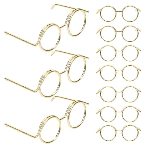 ibasenice 10 Stück Miniatur Puppenbrillen Metall Runde Rahmen Ohne Gläser Für Puppenzubehör DIY Bastelprojekte Und Puppenhausdekoration