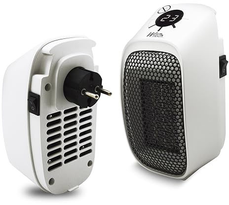 Chauffage Céramique Plug In 400W - Mini Radiateur Électrique Mural, Thermostat Réglable