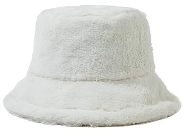 OneChance Bonnet d'hiver chaud pour femme, bonnet en peluche pour femme, bonnet seau épais et doux pour les activités de plein air, Blanc., 55-58