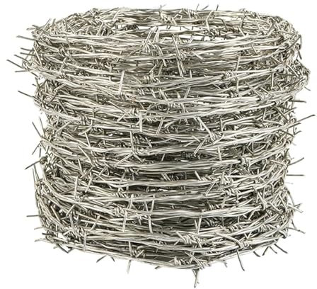 CINVSERW Alambre De Espino, Rollo De Alambre De Púas, Doble Cadena Acero Galvanizado, Fácil De Doblar Alambre De Púas para Patio O Manualidades, Seguridad Ganadera/Doméstica (450m)