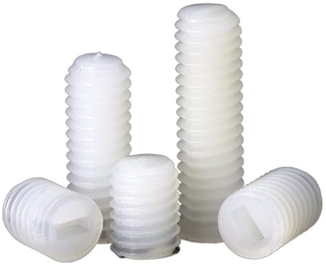 Sicherheitsschrauben，Schrauben， 10/20 Stück M3 M4 M5 M6 M8 M10 M12 metrisches Gewinde, weiß, Nylon, Kunststoff, isoliert, geschlitzt, flaches Ende, kopflose Madenschraube, Stellschraube (Farbe: 10 mm,