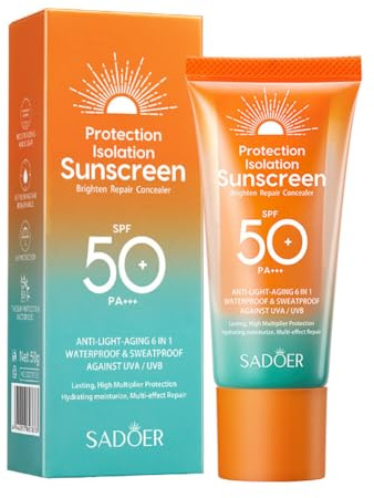 JAWSEU Crema solar SPF 50+ Loción Solar, crema solar hidratante, loción de protección solar, leche de protección solar SPF 50+, loción solar, crema hidratante hipoalergénica