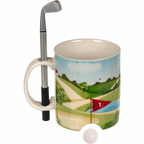Inevitable Party Golf Mug Gift Set With Club Pen and Mini Ball | Function Office Golfing Gadget | Funny Ceramic Coffee Mug | Fun Gift for Golfers