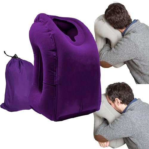 Heromask BetterSleep: Almohada Viaje para Dormir hacia Adelante | Almohada Viaje Hinchable para tu Confort en el Avión, Coche, Tren, Bus y Viajes Largos - Cojin Cuello Viaje