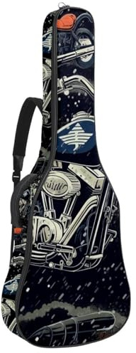 Bassgitarrentasche mit Vintage-Blau-Motorrad 39, Akustikgitarrentasche 101,6 cm (40 Zoll) E-Gitarrenkoffer, wasserdichte Oxford-E-Gitarre, Gigbag für akustische Konzertgitarre, Ukulele, Blaues