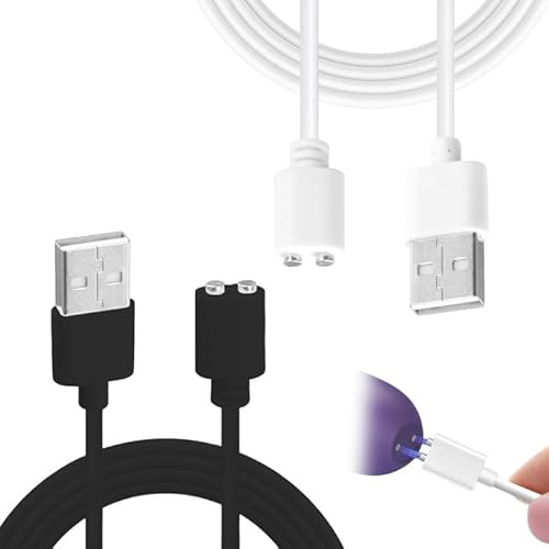 AOUZOVLI 2 Pack Magnetisches USB-Ladekabel Kompatibel mit Satisfyer Pro 2, 0.8m Ladekabel Ersatzkabel Ersetzen Ersatz Ladegerät Reinigungsmassagegeräte (Schwarz Weiß)