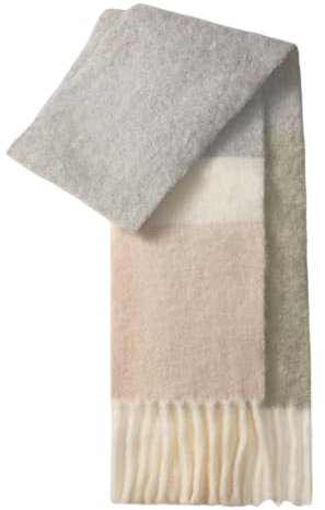 CMZYBBD Schal Wollschal Für Damen Im Herbst Und Winter – Kontrastfarbe, Warm Und Dick, Vielseitig Verwendbare Schals Und Tücher Mit Quaste Für Damen-grau-210 * 22 cm
