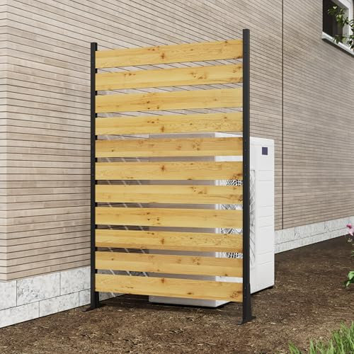Wood Privacy Screen – Bathenum 72”H x 38.5”W, Above Ground: 61”H, Overall: 72”H, Pool Equipment Enclosure, Trash Can, Air Conditioner Fence, Aluminum Alloy Outdoor Walls