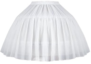 Vlazom Sottogonna da Donna Gonne Corte 2 Cerchio Tulle Vita Alta Tutu Lolita Abiti da Sposa Damigella Vestito da Sottogonne，Bianco，S-L