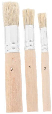 SECFOU 3pcs Round Paint Brush Set Wooden Stencil Brushes Pig Bristle for Boys and Girls Craft Painting and Diy Art Projects