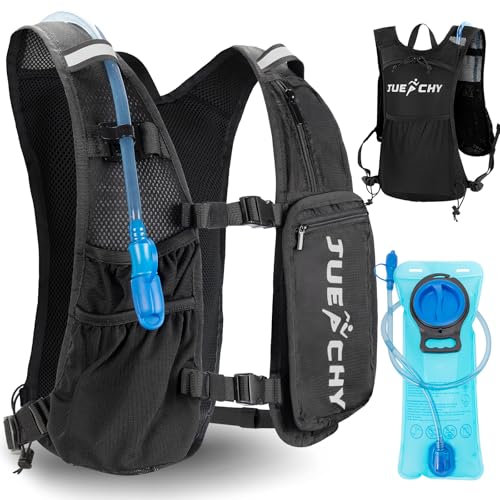 Jueachy Skirucksack Ultraleicht Trinkrucksack mit 2L Trinkblase: Laufvest Herren Damen Hydration Pack - Fahrradrucksack Klein Motorrad Rucksack Laufrucksack für Laufen Radfahren Wandern Joggen