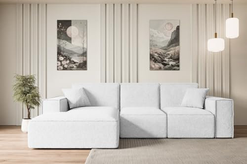 ALTDECOR Ecksofa in L-Form Corner Sofa Bett Eckcouch Couch Wohnlandschaft Cauchsofa Serra-L - 266x169x80 cm Weiß