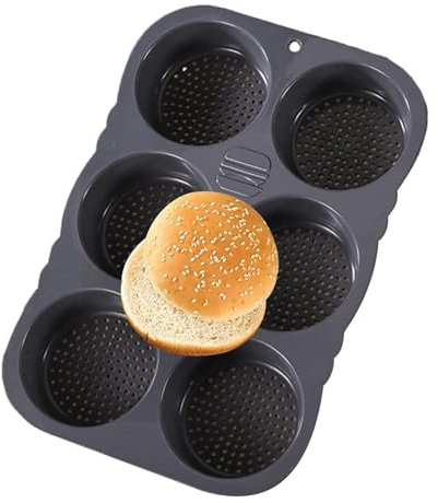 Genérico Molde para pan de hamburguesa - Molde para pan de 4/6 cavidades,Molde para hornear pan Reutilizable Antiadherente Molde para pan flexible para Muffin Top, Whoopie Pies, Bollos