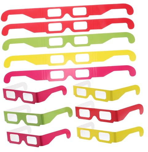 Toyvian 3D Beugungsbrillen Herzform 20 Stück Regenbogenfarben Rave Brille Für Outdoor Partys Weihnachten Clubbeleuchtung Mit 3D-spezialeffektlicht