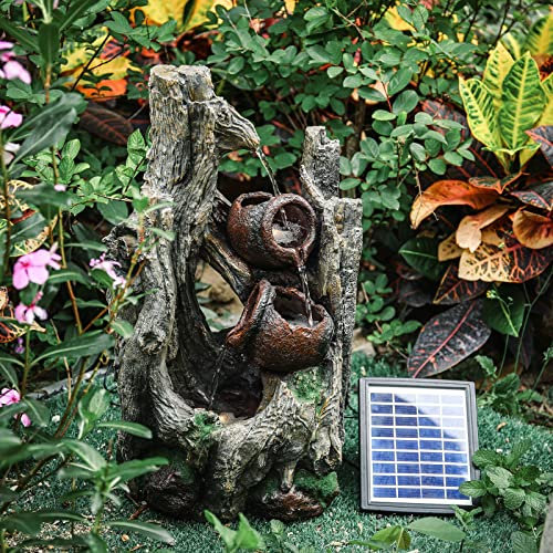 Fontaine D'Eau De Jardin Intérieure/Extérieure Fontaine D'Eau Extérieure Pompe À Eau De Jardin Fonction Led Fontaine Étang Cascade Intérieure/Extérieure Cascade Solaire Pour Terrasse, Patio, Porche, D