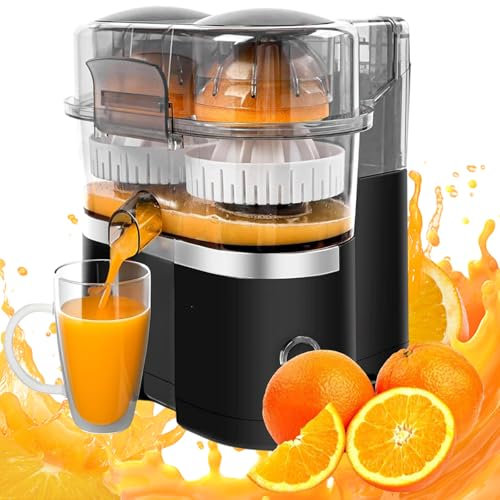 Exprimidor De Cítricos Eléctricos, Exprimidor De Exprimidor De Naranja De Doble Cabeza, Rendimiento De Jugo> 90%, Exprimidor Portátil para Limón, Toronja, Rendimiento De Jugo Alto Black
