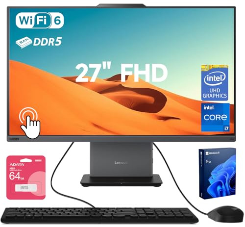 Lenovo ThinkCentre Neo 50a All-in-One Business Computer, 27 Inch 100 Hz FHD Touch Screen, Intel Core i7-13620H, 32GB DDR5, 1TB SSD, Webcam, HDMI, Wi-Fi 6, KB & M with Cable