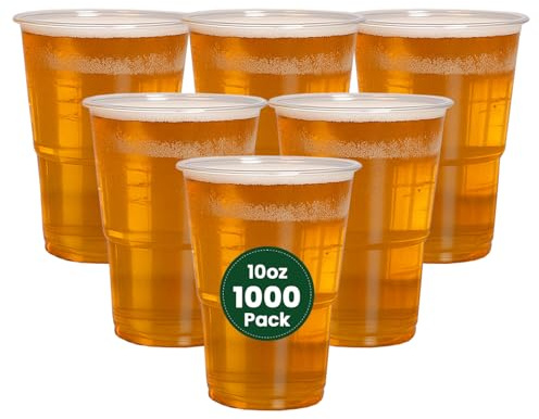 ECONX 1000 x Clear Strong Plastic Half Pint Cups - 10oz Disposable Beer Glasses Tumblers – 284ml BPA-Free Plastic Cocktail Glasses with CE Marking – Recyclable for Parties Beer Cups for Any Events