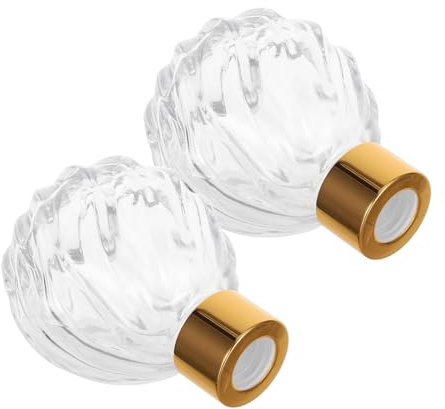 Healeved 2 Piezas Unidades Botellas Difusoras Romano Vintage Frascos de Vidrio Transparente con Tapones Dorados para Aceites Aromáticos Decoración Elegante para Sala y Dormitorio