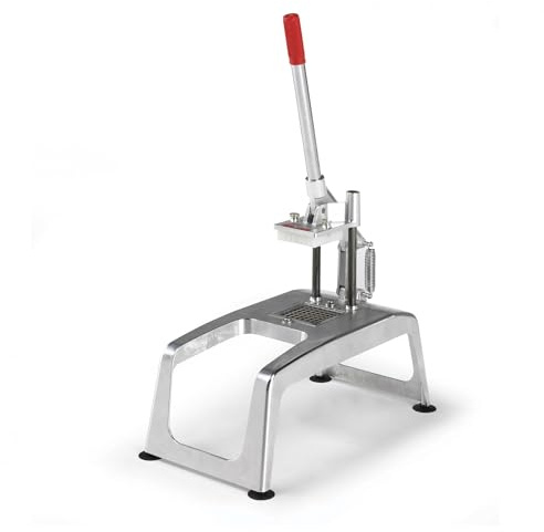 YOMMAK Cortador Manual de Patatas Industrial Profesional Multifuncional Mandolina de Cocina de aluminio anonizado, Picadora Manual Hostelería, Se Suministra con el Corte de 10 * 10
