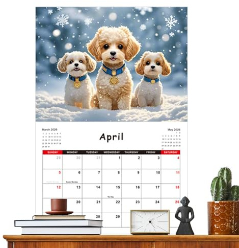 Väggkalender Hund 2026 12-Månaders Hängbar Planering