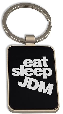 Lauthings Eat Sleep JDM Car Culture Japón, llavero de cristal negro, llavero personalizado