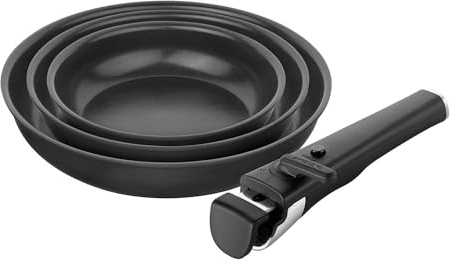 ZWILLING Unlock - Set di 4 padelle (20, 24, 28 cm + maniglia) con rivestimento in ceramica, alluminio