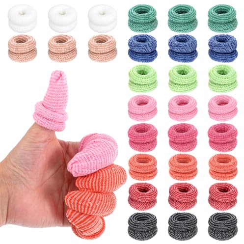 DIVINA VITAE 30Pcs Finger Bandage Elastic Breathable Cotton Finger Cots Tubular Fingertip Protector Reusable Thumb Bandage for Fingers Sprains First Aid Scald Protection Gardening Work(Multi-Colored)