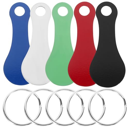 DOITOOL 5pcs Metal Shopping Trolley Token Keyrings Small Cart Coin Keychain Pendant for Grocery Store Use