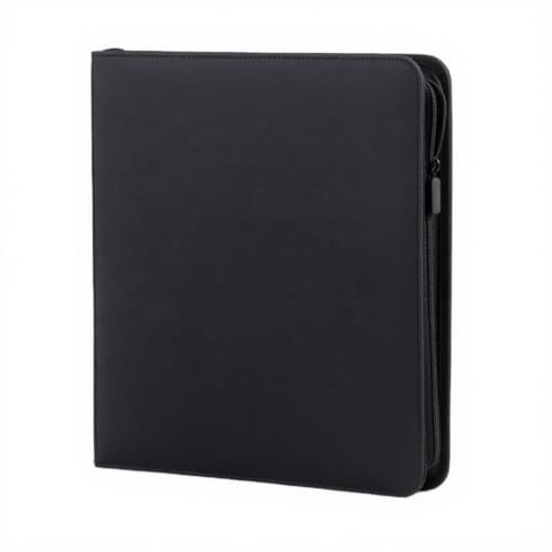 12 Pocket Zip Up Trading Card Binder, Holds 480 Cards, Side Loading Card Binder For TCG, Sports, Football Cards, Premium Trading Card Album - Black