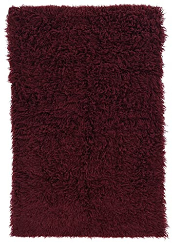 Parure Flokati Tapis de Couloir, 1400-gram, Laine, Bordeaux, 2' x 8'