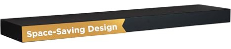 Kiera Grace Stockholm Maine Floating Shelves, Modern Wall Mounted Hanging Shelf for Bedroom, Kitchen, 24, Black, 1Pack