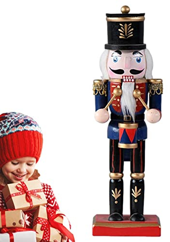 Cascanueces de madera - Figuras de cascanueces batidor tradicional, Navidad cascanueces ornamentos para interior de invierno, mesa centro de mesa, chimenea, oficina, decoración
