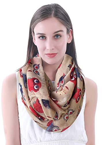 Lina & Lily Damen Loop Schal Schlauchschal mit Eulen-Print