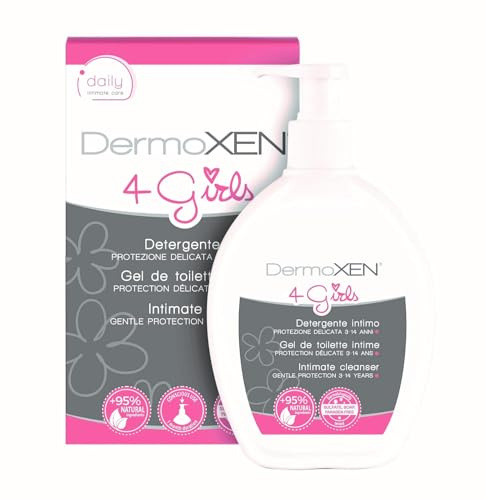 DERMOXEN 4 GIRLS Detergente Intimo Pediatrico per Bambina, Contro Prurito e Arrossamenti. Sapone Intimo Delicato con Acido Lattico, Senza SLES, Parabeni, Allergeni – Età 3-14 Anni. 200 ml