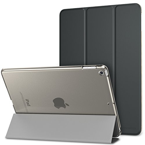 MoKo Smart hülle für iPad 5./6. Generation 9.7 Zoll 2018/2017, Space Grau | PU Leder Tasche Schutzhülle Schale Smart Case mit Transluzent Rücken Deckel Auto Schlaf/Wach Stanfunktion