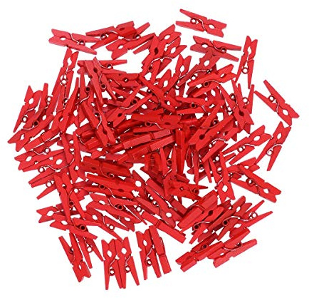 OUNONA Mini Holz Klammern Deko W?scheklammern Foto Clips zum Basteln DIY Handwerks 100 St¨¹ (Rot)