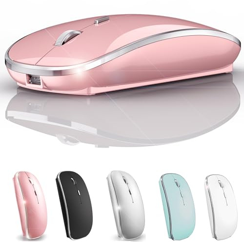 Ratón inalámbrico Bluetooth para iPad Pro, iPad Air, Mac, MacBook Pro, MacBook Air, portátil, iMac, Chromebook Win8/10/11 HP Dell PC (rosa)
